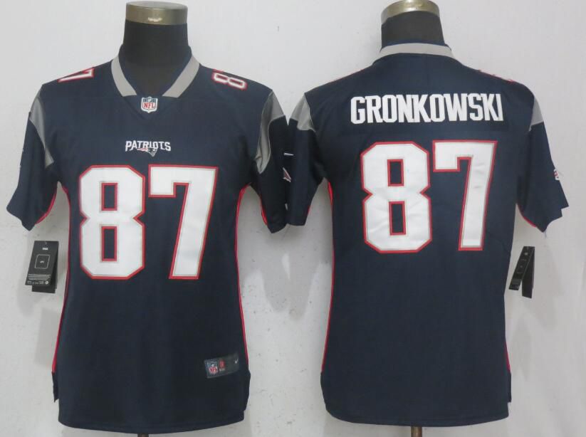 Women New England Patriots #87 Gronkowski Navy Blue Vapor Untouchable Playe Nike NFL Jerseys->women nfl jersey->Women Jersey
